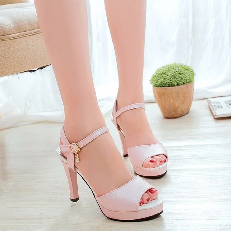 2021 Korean Version of The New Sexy Fish Mouth 10CM High Heels Fashion Summer Waterproof Platform Wedding Shoes Bridesmaid Shoes