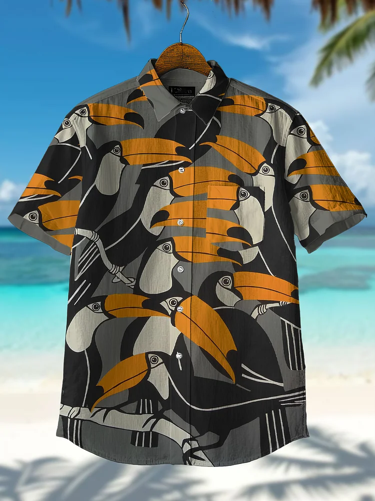Men's Toucan Vacation Art Print Casual Shirt