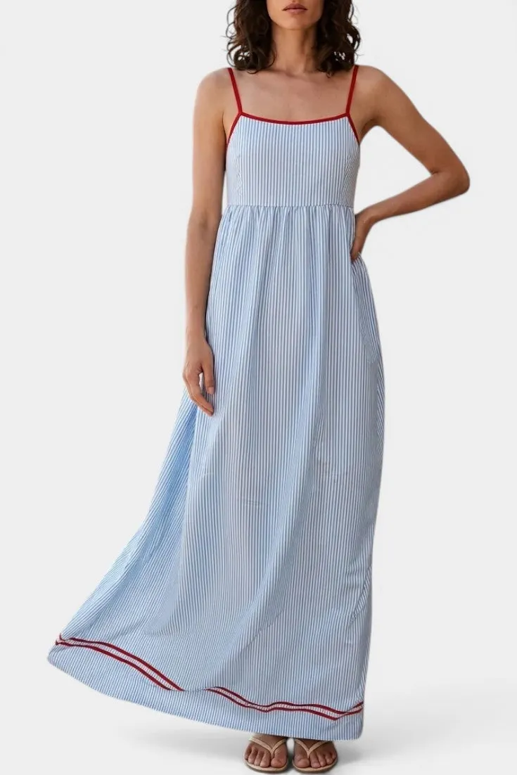 Strappy Square Neck Maxi Dress with Trim
