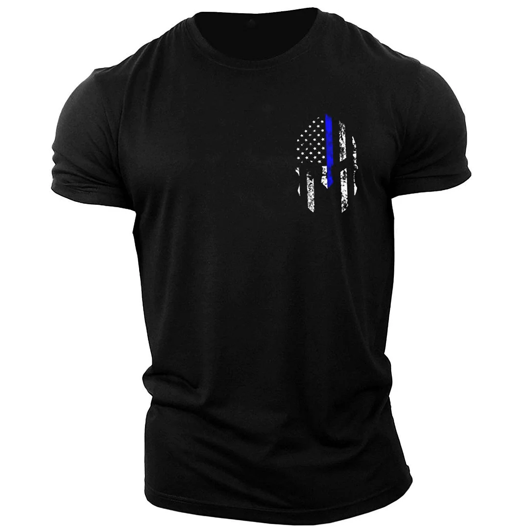 Men's Casual Breathable Spartan Print Sports Short Sleeve T-shirt