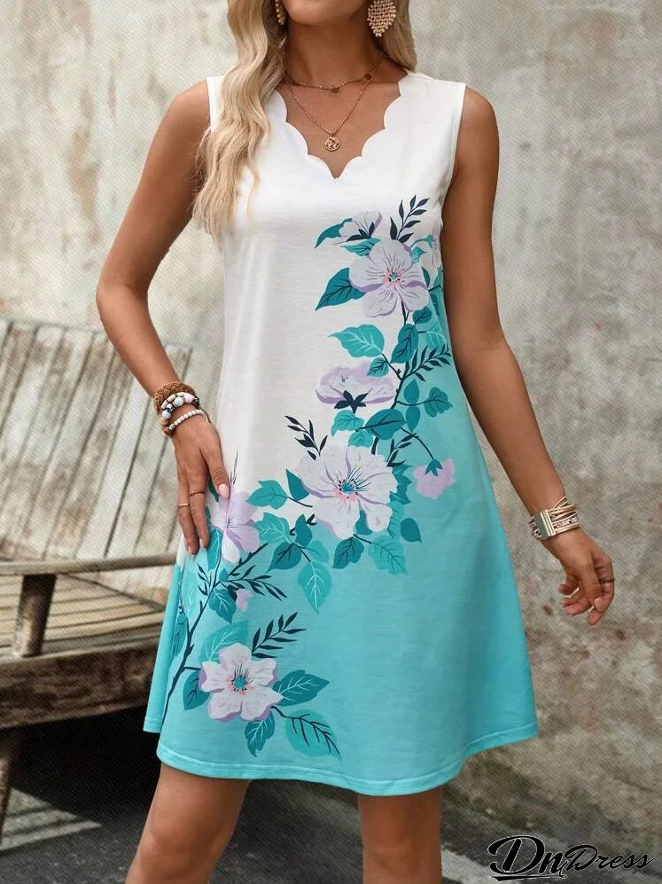 Women's Casual Floral Printed Sleeveless Jumpsuit, Summer