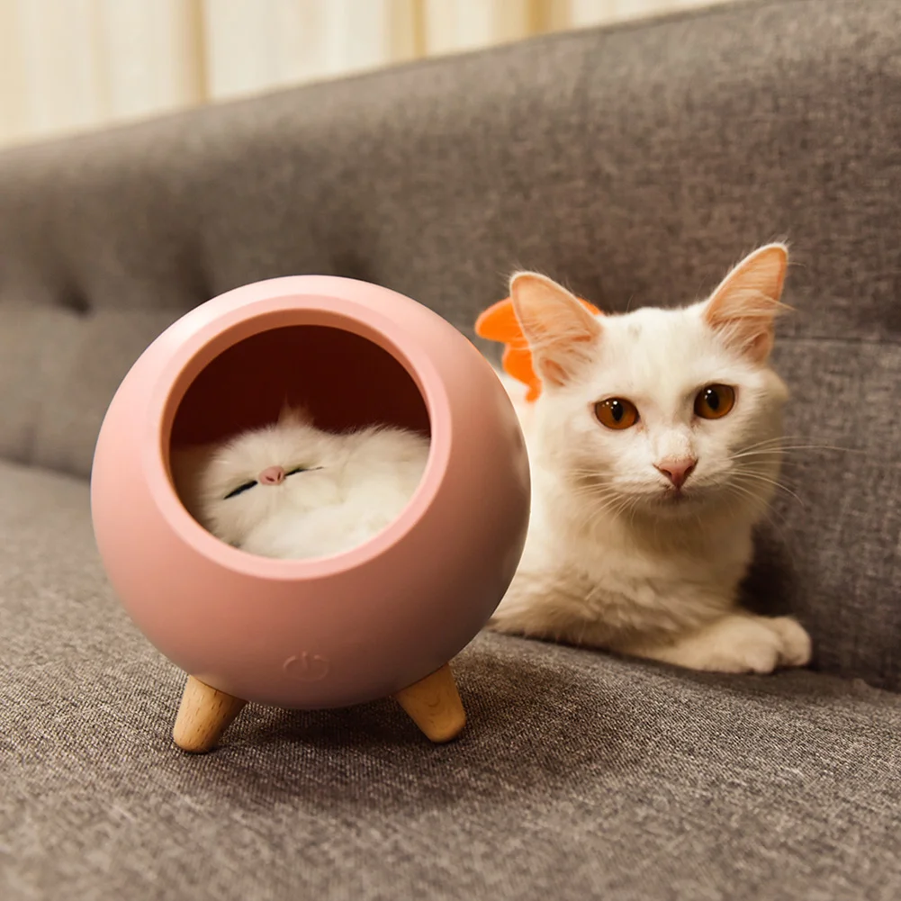 Cute Touch Dimming Kitten Night Light Bedside Charging Lamp Decor (Pink)