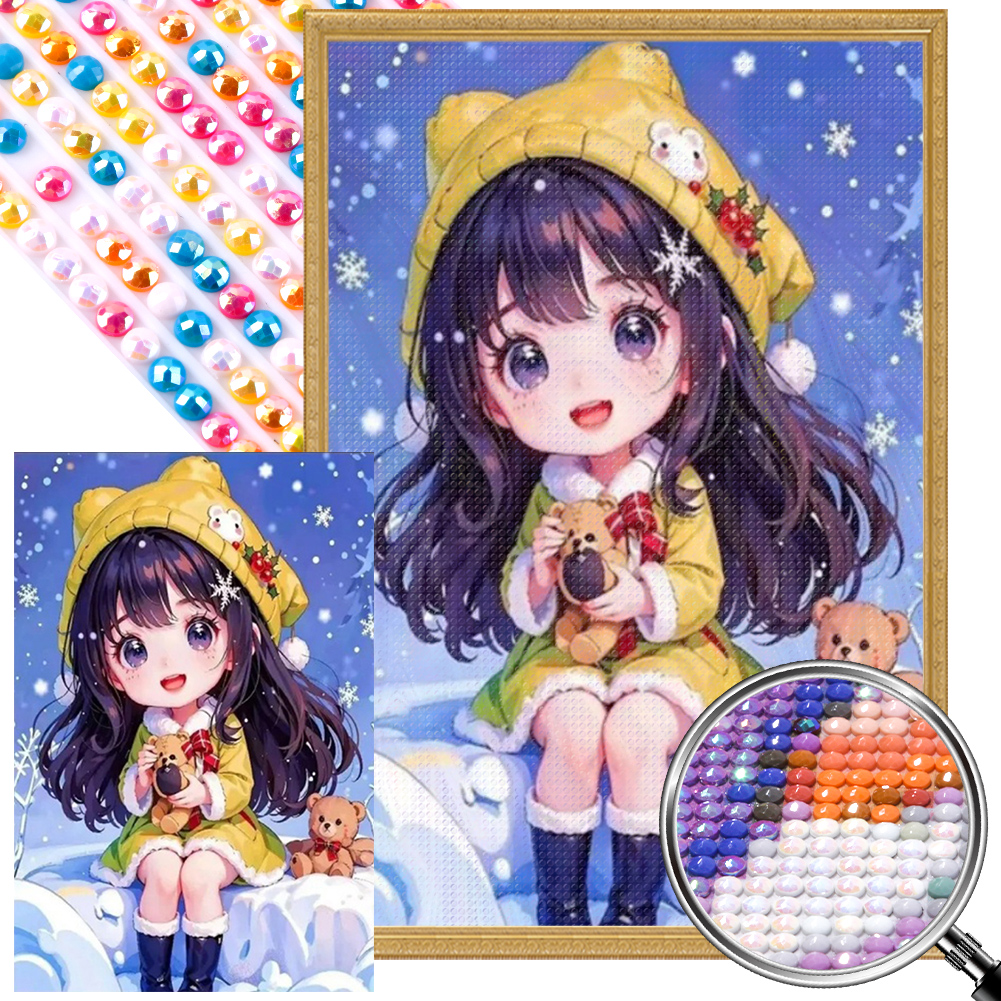 Cute Girl 40*60cm(picture) full round drill diamond painting with 3 to 5 colors of AB drills