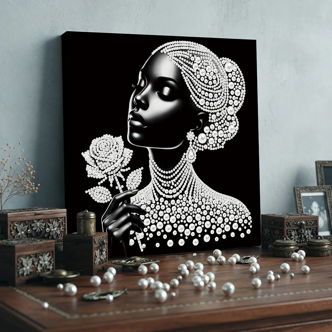 Rose Girl - DIY Pearl Diamond Art Kit With Frame 25*25cm