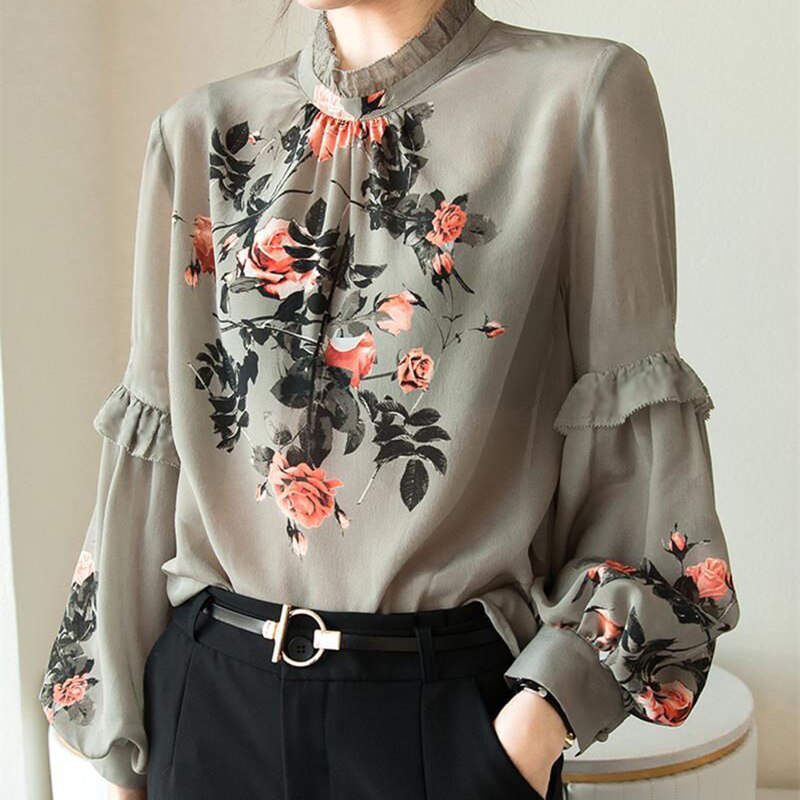 Woman Temperament Lantern Sleeve Casual Blouses