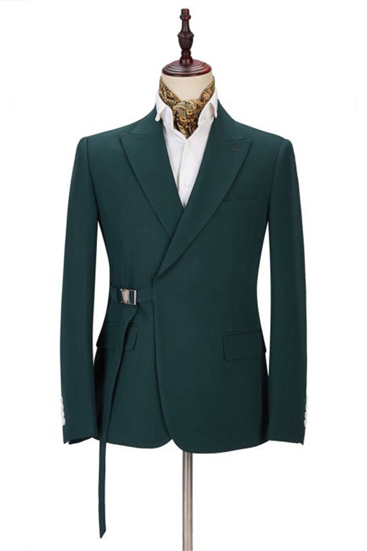Dresseswow Gentle Father Of The Bride Suit Dark Green With Peaked Lapel
