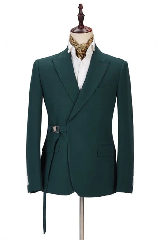 Gentle Father Of The Bride Suit Dark Green With Peaked Lapel Party