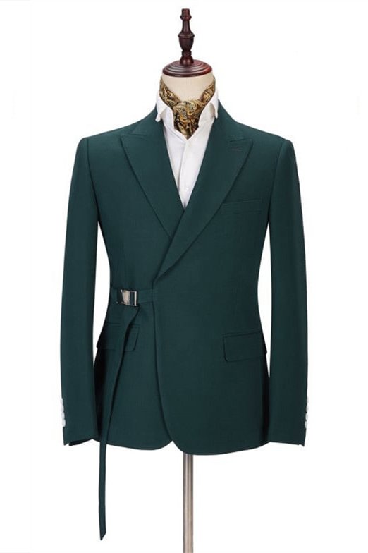 Glamorous Dark Green Father Of The Bride Suit With Peaked Lapel | Ballbellas Ballbellas
