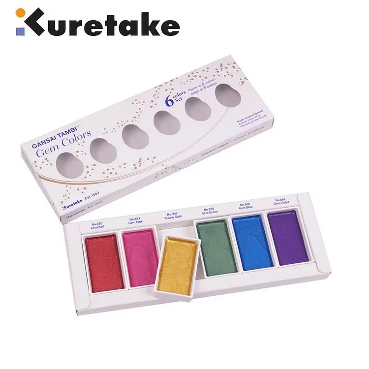 JOURNALSAY Kuretake ZIG 6 Colours Portable Art Painting Watercolor Solid