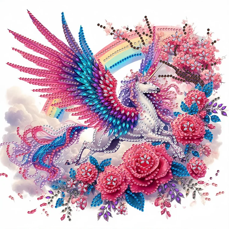 Rainbow Wing Unicorn 30*30CM (Canvas) Special Shaped Drill Diamond Painting gbfke