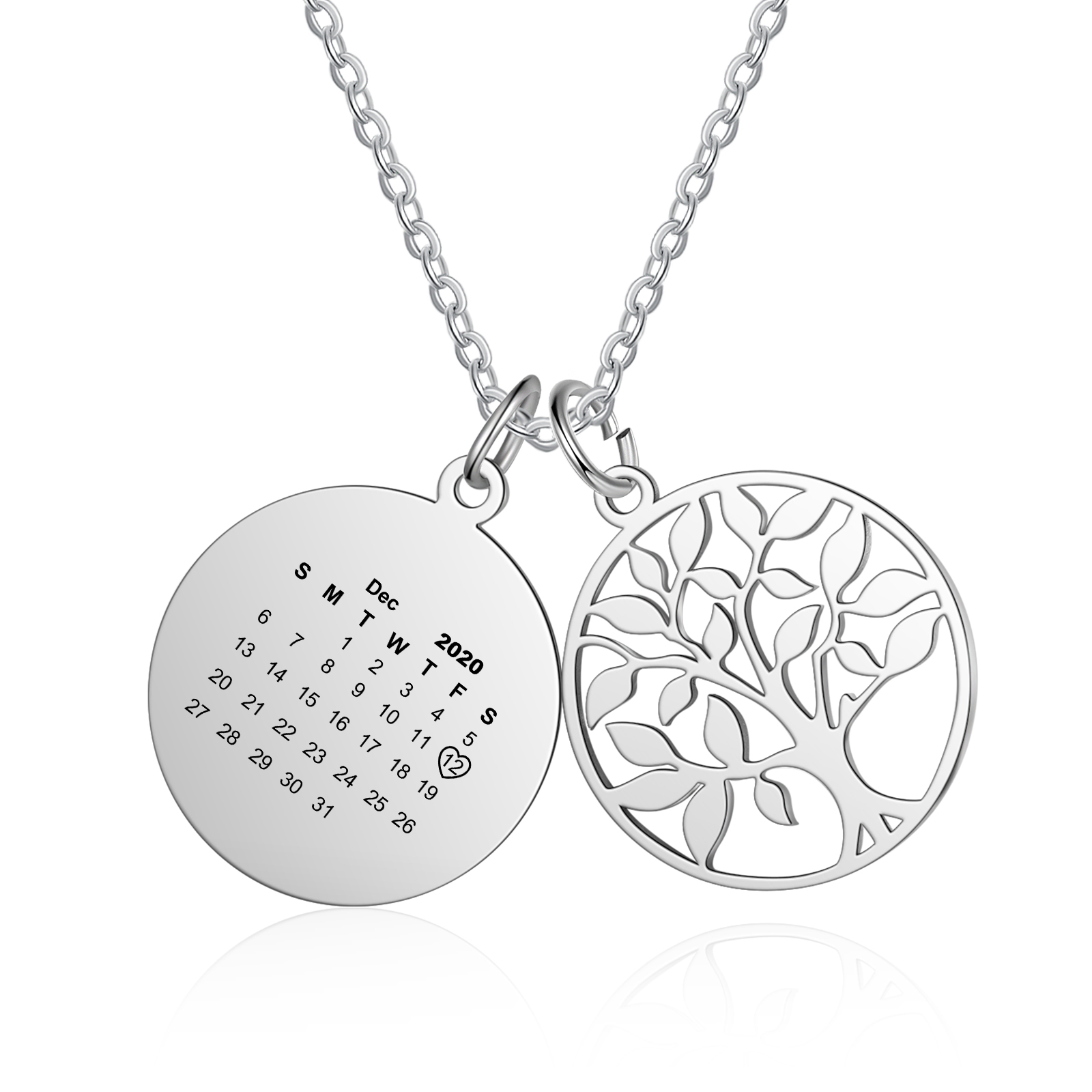 Personalized Tree Calendar Necklace For Her Personalized Tree Calendar Necklace For Her