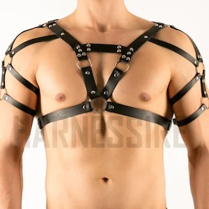 pornhint Pornhint Mens Gladiator Chest Harness | Mens Leather Armor ¥ Shoulder Harness ¥ BDSM Harness Man ¥ Fetish Wear Man ¥ Gift For Him ¥ BDSM Gear For Men