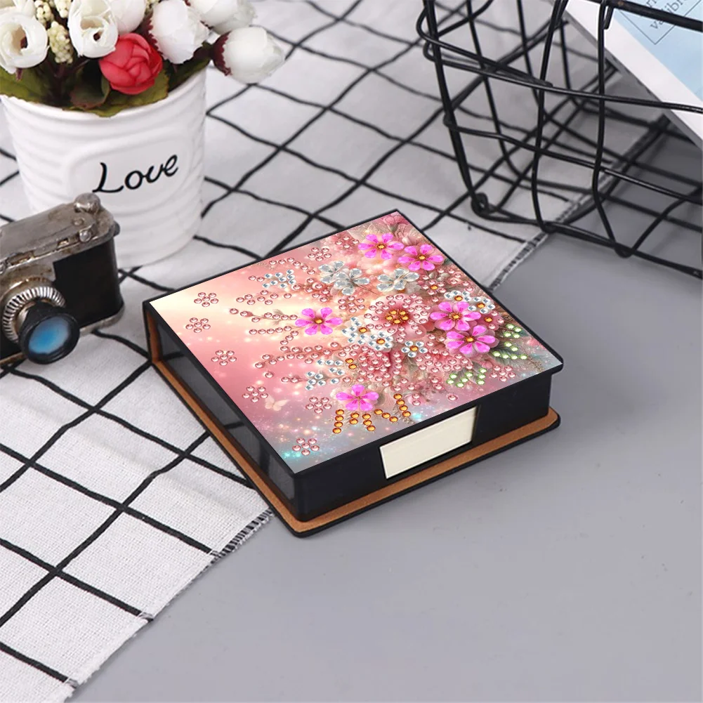 PU 5D Diamond Painting Kit Note Box DIY Diamond Art Notepad Box (Flower)