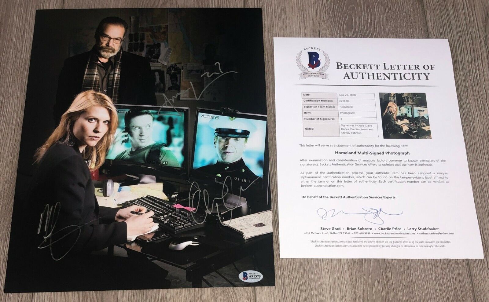 HOMELAND CAST SIGNED x3 11x14 Photo Poster painting CLAIRE DANES +2 w/PROOF & BECKETT BAS LOA