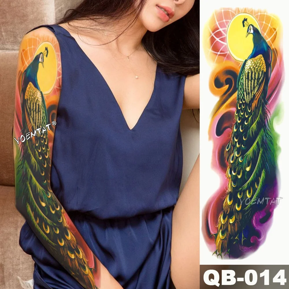 Large Arm Sleeve Tattoo Ninetales Sakura Cat Demon Waterproof Temporary Tatto Stickers Japanese Body Art Full Fake Tatoo Women