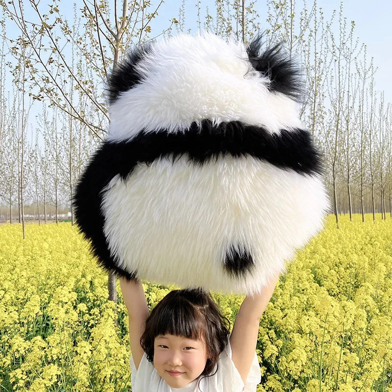 Athvotar Throw Pillows Super Cute Angry Panda Back View 100% Wool / Artificial Wool Back Cushion for Bed Sofa Cushion Floor Cushions Cozy