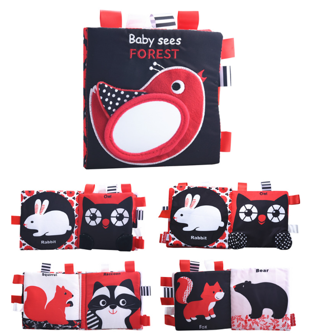 Black White Red Vision Training Infant Early Education Soft Cloth Fabric Book | IFYHOME