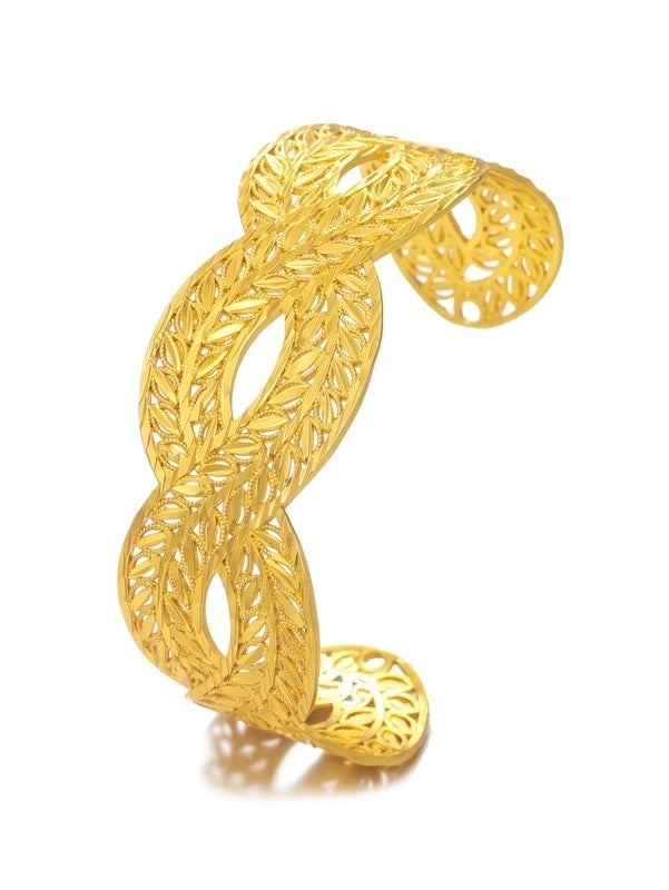 Vintage Style Solid Color Copper 18k Gold Plated Bangle In Bulk