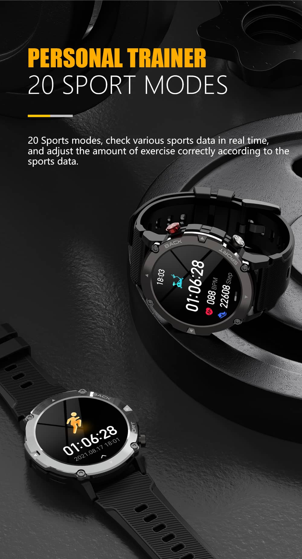 Findtime Smart Watch Bluetooth Calling Blood Pressure Heart Rate Monitor Drop and Smash Resistance