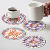 (US Only)6PCS Acrylic Special Shape Diamond Painting Art Coaster Kit Washable with Holder