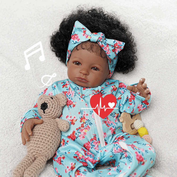 Babeside Laney 20'' Smiling Baby African American Girl with Heartbeat Coos and Breath
