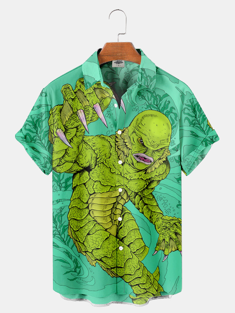 Men's Classic Monster Print Shirt PLUSCLOTHESMAN