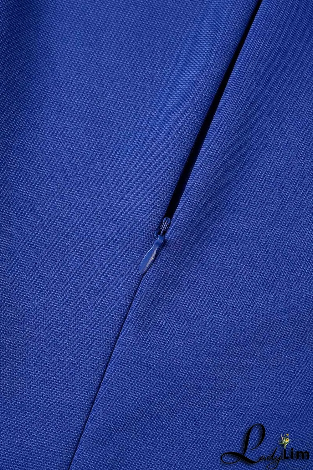 Royal Blue Casual Solid Patchwork Slit O Neck Pencil Skirt Dresses