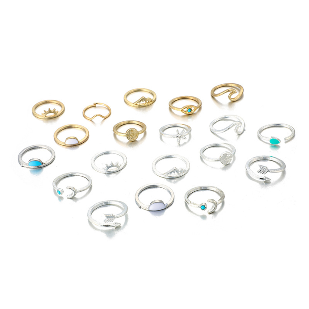 

19pcs Creative Geometric Finger Rings Set Metal Charm Knuckle Rings, 501 Original