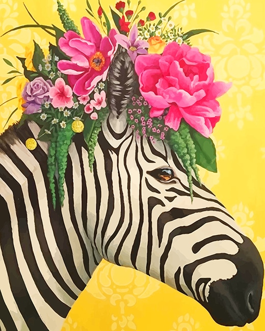 

Zebra Flowers Crown – Paint By Numbers - 40*50CM, 501 Original