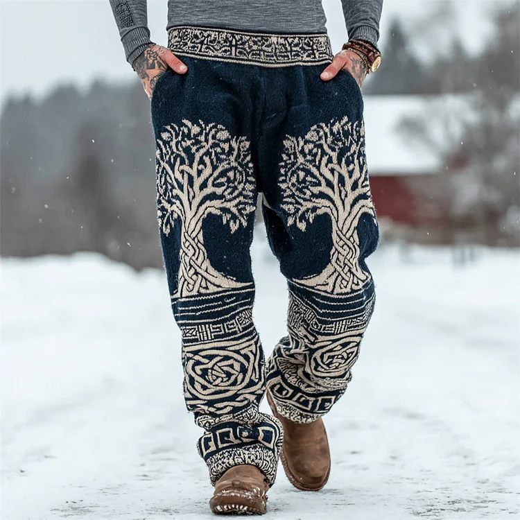 Viking Yggdrasil Art Men's Knit Pants