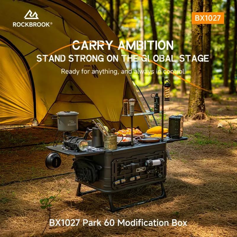 ROCKBROOK BX1027 60L Camping Gear Storage Box with Side Open Door 