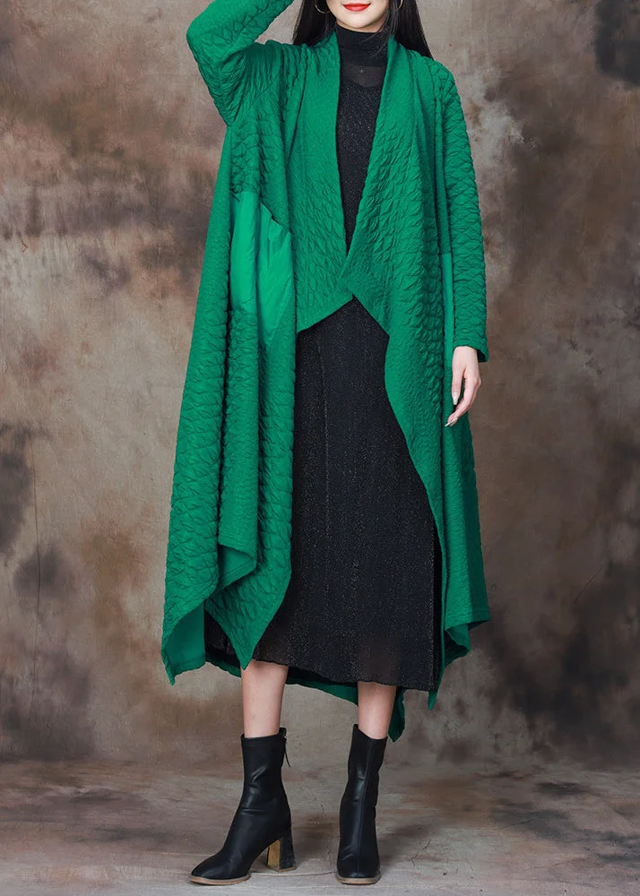 Women Green Asymmetrical Patchwork Cotton Cardigan Spring