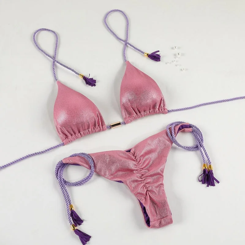 Blue Color Bikinis Sexy Bikini Set 2022 Swimsuit Women Hollow out Swimwear Adjustable String Biquini Push Up Female Beachwear