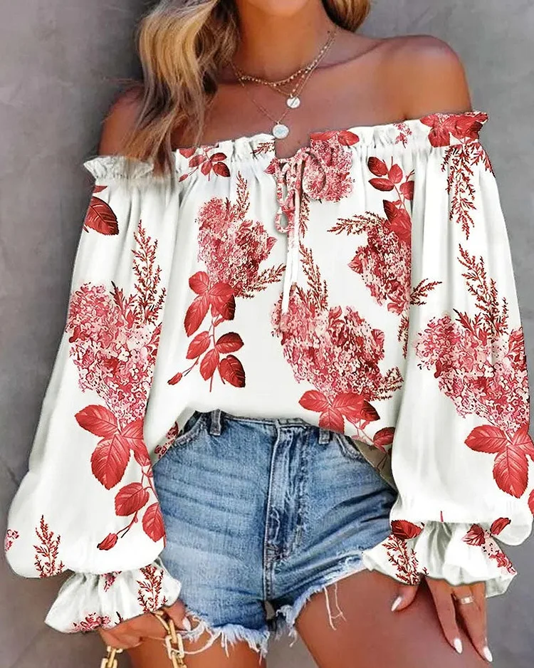 Fashion Rest Ah Printed One-shoulder Long Sleeved Top