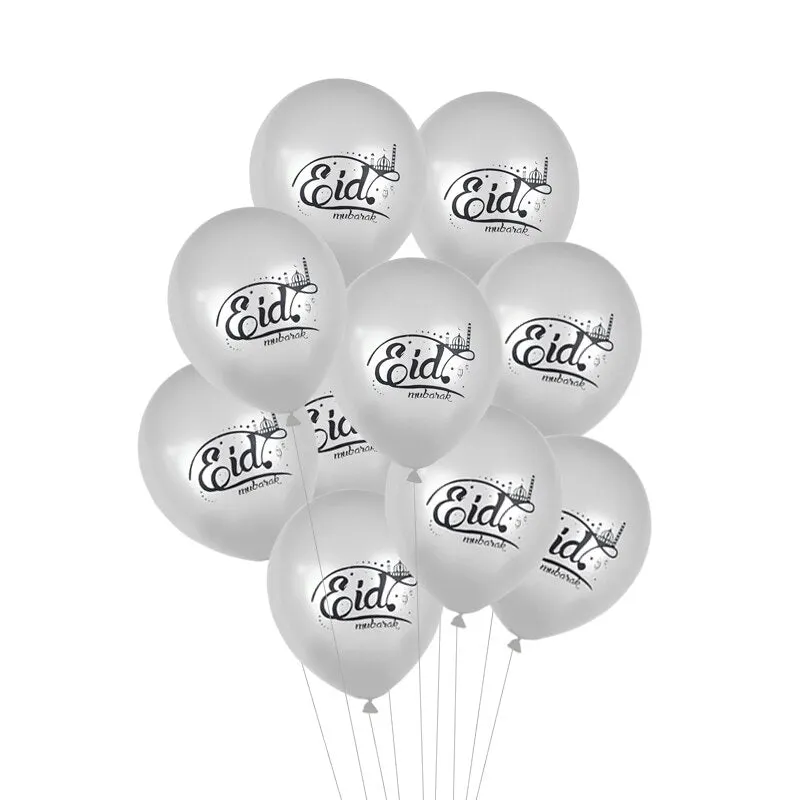 10Pcs EID MUBARAK Balloons Decor Ramadan And Eid Decoration Muslim Hijab Islamic Decor Muslim Ramadan Mubarak Party Supplies