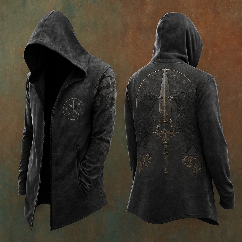 Men's Viking Mythology Raven Lævateinn Celtic Totem Hooded Jacket / Rvogue / Rvogue