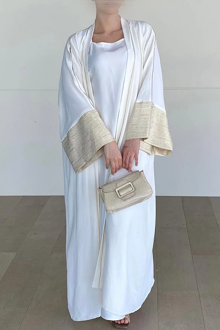 Square Neck Maxi Dresses Patchwork Cuff Abaya Matching Set [Pre Order]