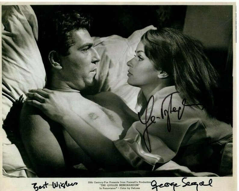 George segal and senta berger signed autographed the quiller memorandum Photo Poster painting