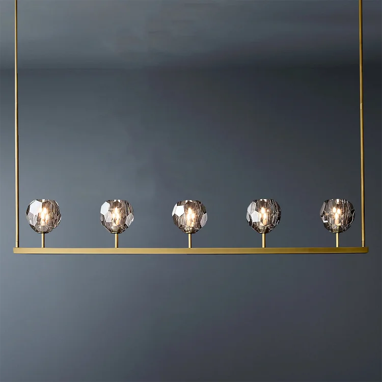 5 Lights Modern Linear Chandelier, Mega Smoke Crystal Chandelier Over Kitchen Island 48" Vjlight