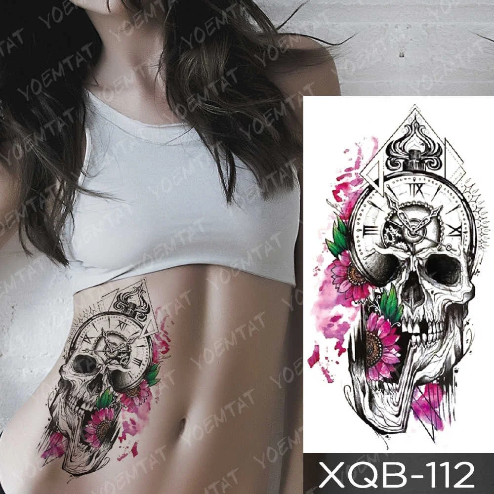 Waterproof Temporary Tattoo Sticker Pink Lotus Rose Lace Flowers Flash Tattoos Snake Dragon Body Art Arm Fake Tatoo Women Men