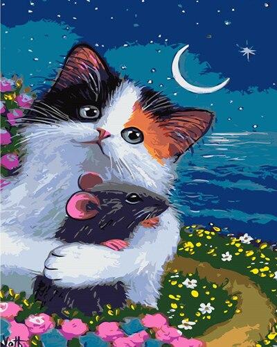 

Cat With a Mouse – Paint By Numbers - 40*50CM, 501 Original