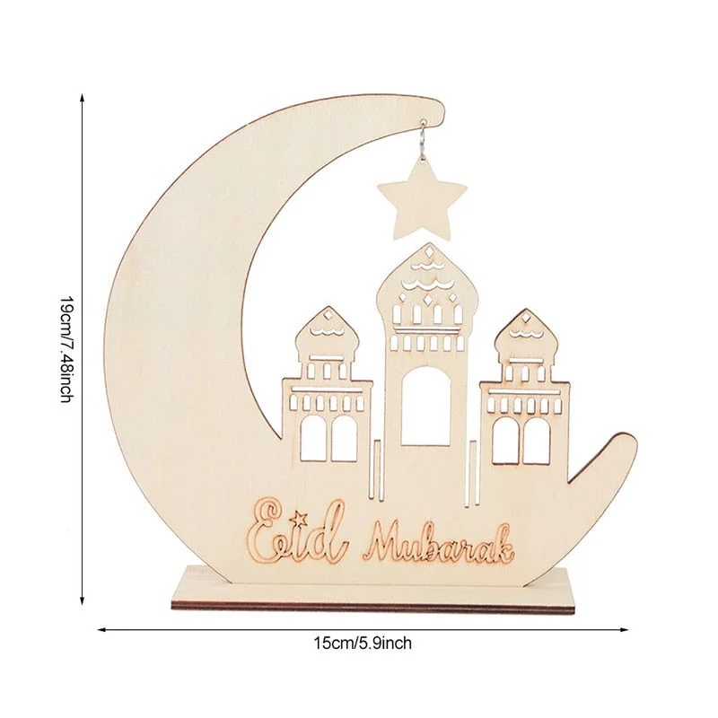 Wooden EID Mubarak Decoration Ramadan Mubarak Ornaments Islamic Muslim Pendant Eid Al Adha Party Supplies Ramadan Kareem Gifts
