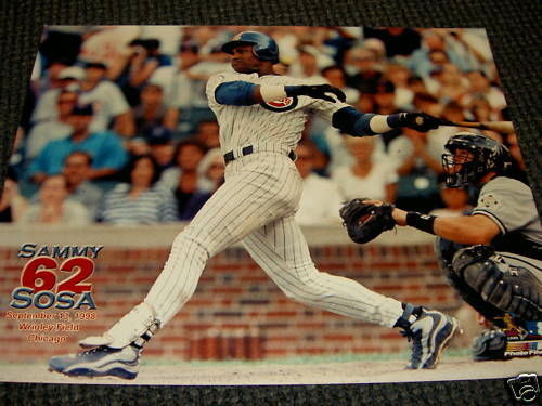 Sammy Sosa Cubs HR #62 Unsigned 16x20 Photo Poster painting File 9/13/1998