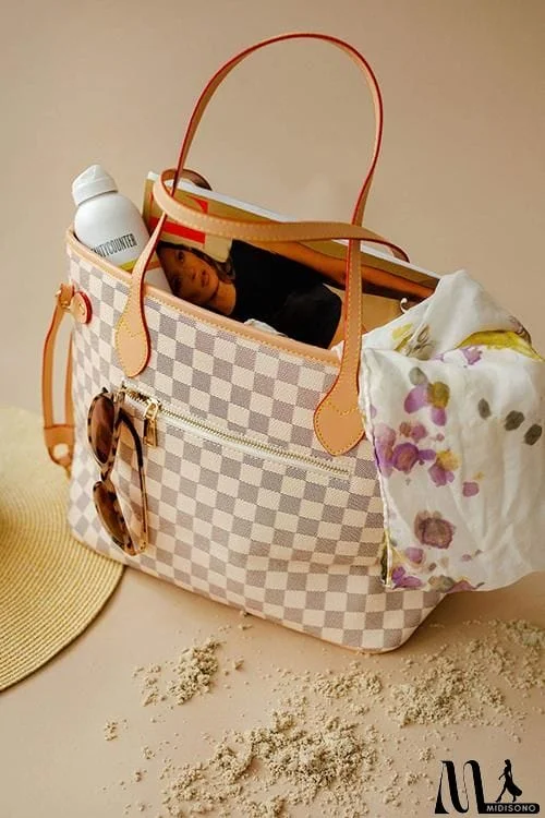 MidiSono - Check Tote Handbag with Clutch Wallet