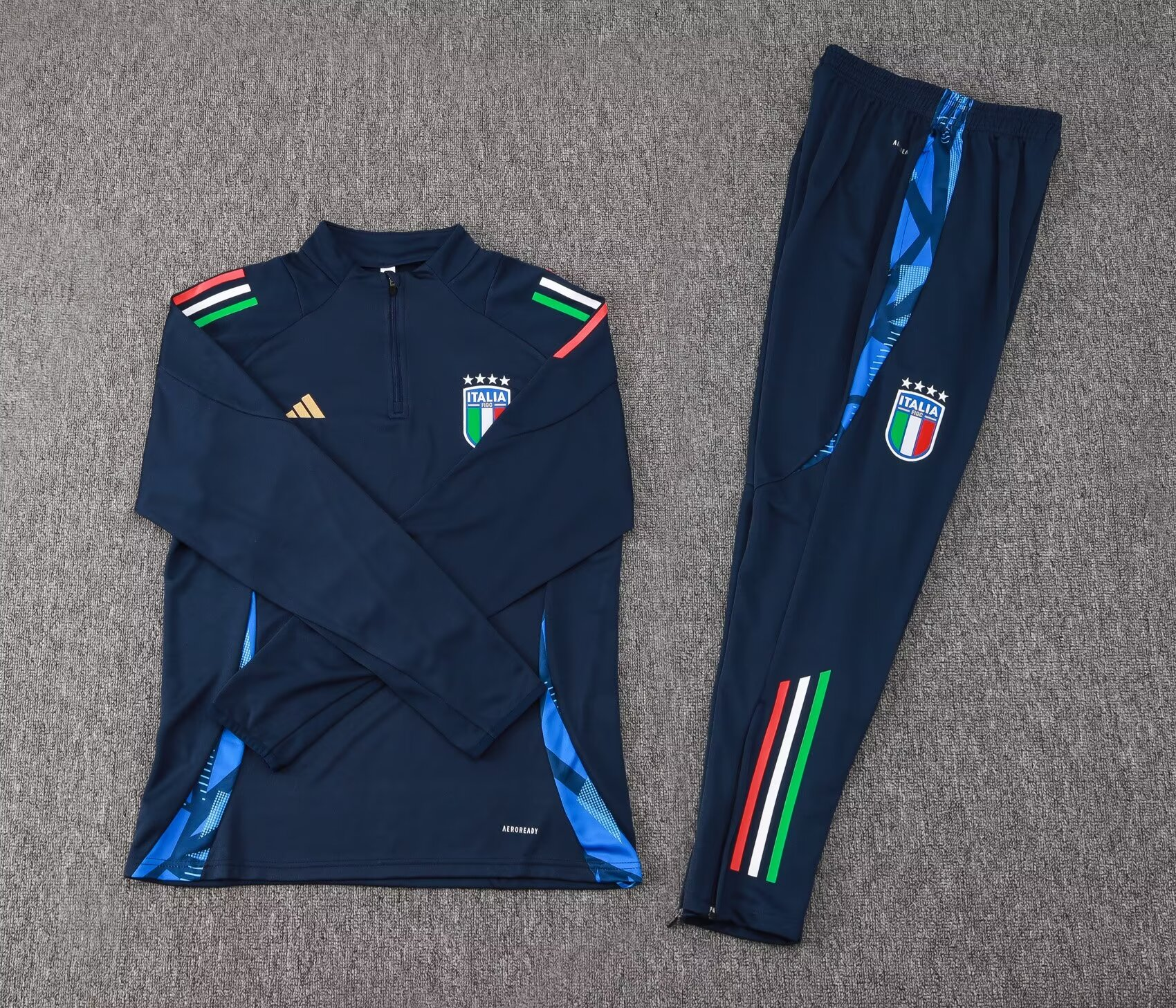 2024 Italy Half-Pull Training Suit Football Jersey Set Thai Quality