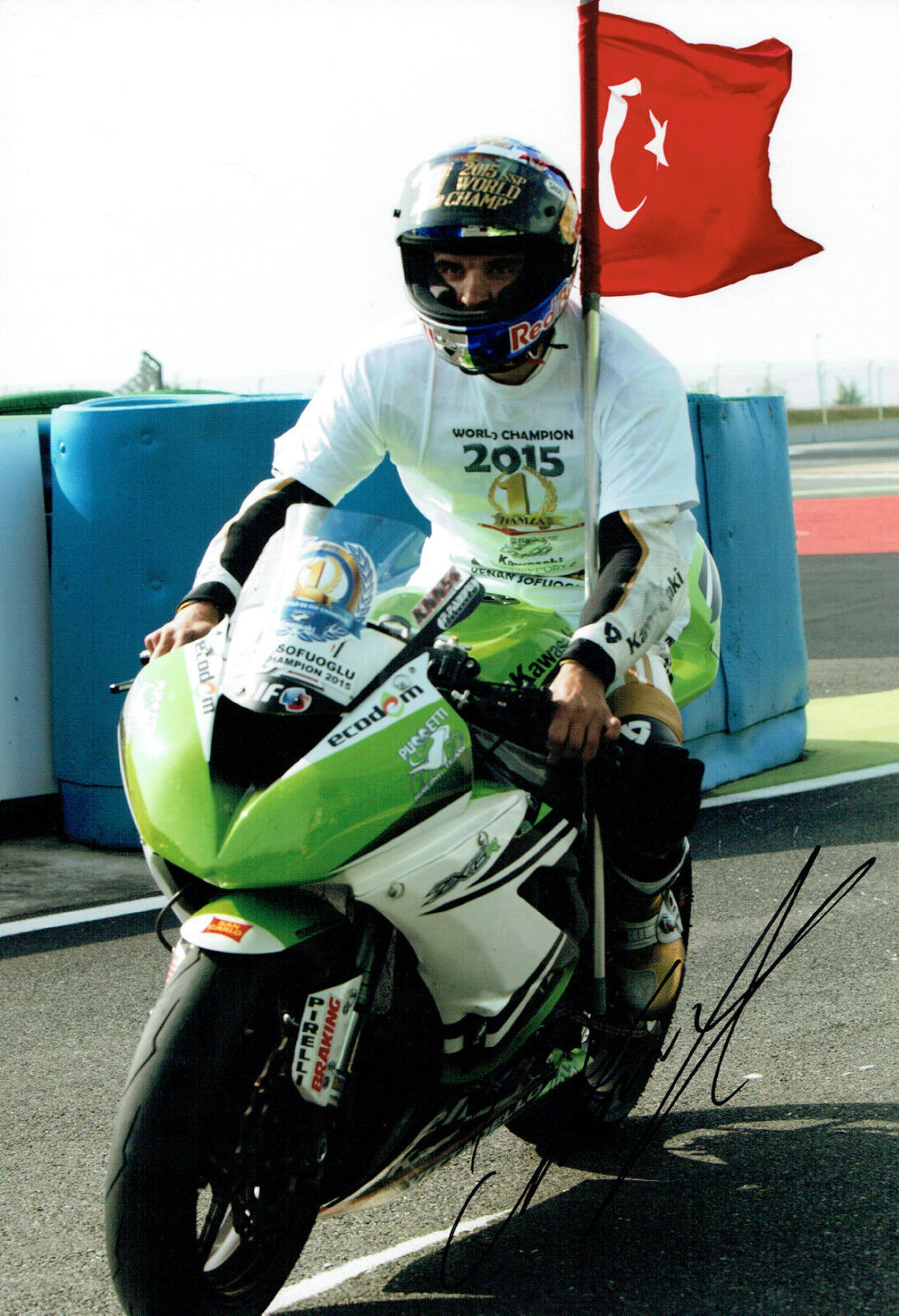 Kenan SOFUOGLU SIGNED WSBK Supersport Rider Autograph 12x8 Photo Poster painting B AFTAL COA