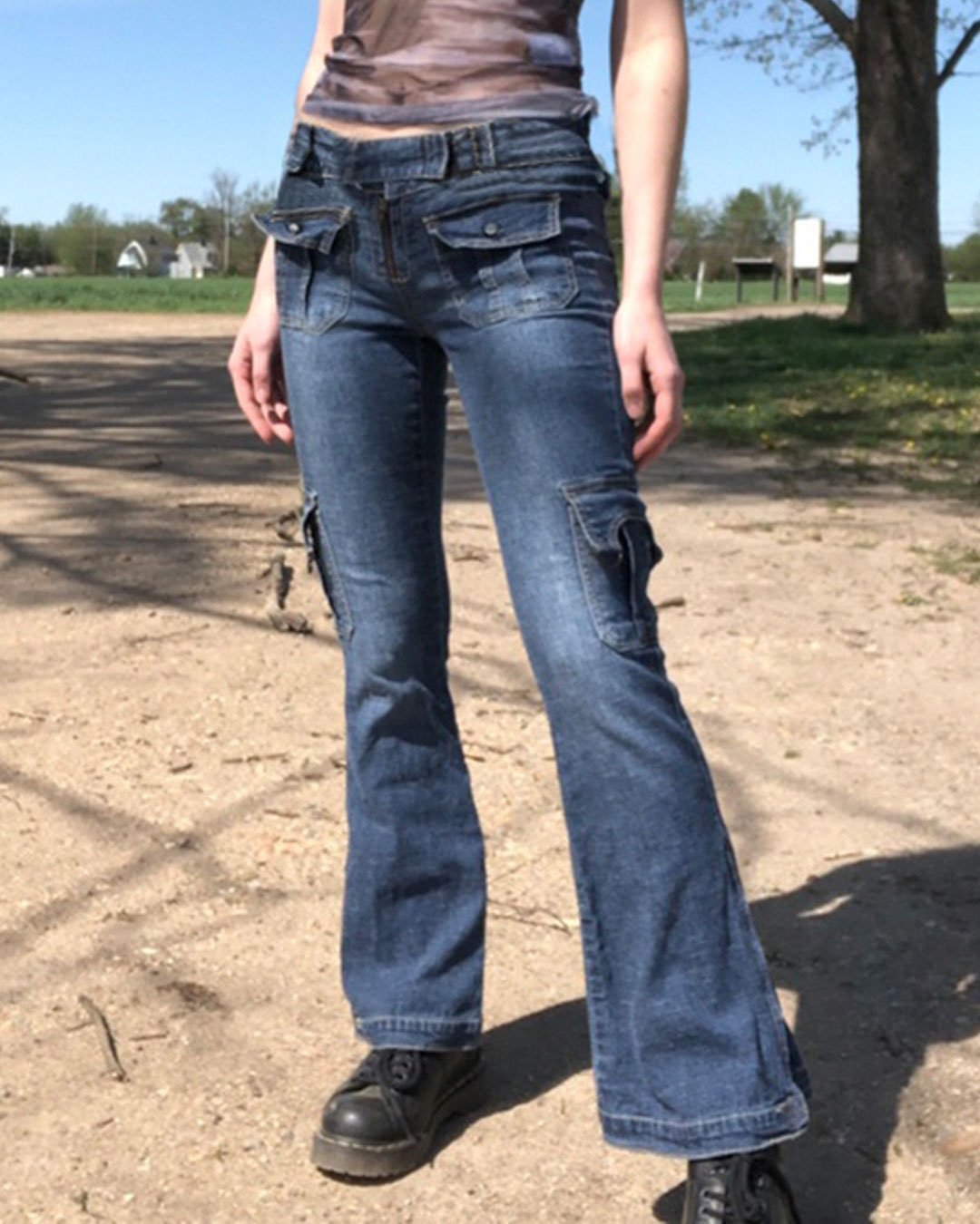 Fashionv-Pocket Denim Fabric Stretch Casual Everyday Women's Flared Jeans