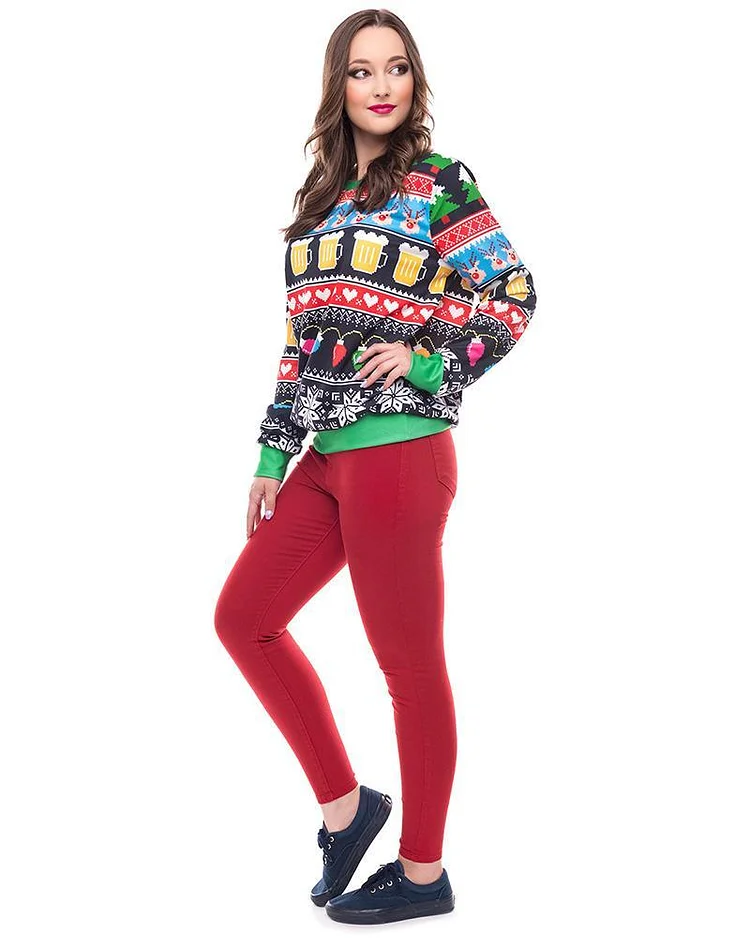 Mayoulove Ready For Christmas Party Ugly Sweater Printed Pullover Sweatshirt-Mayoulove