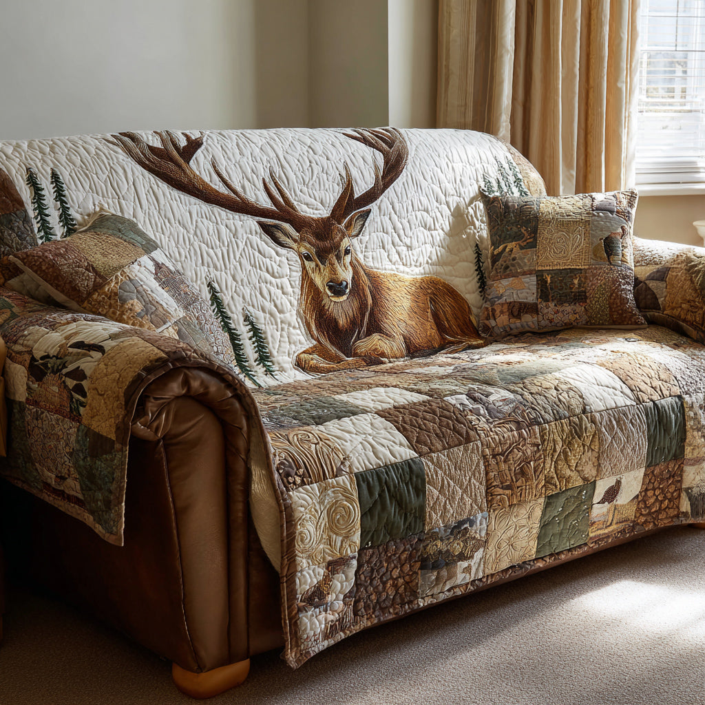 Silver Stag Quilted Sofa Cover NCU0HH1235 everthome