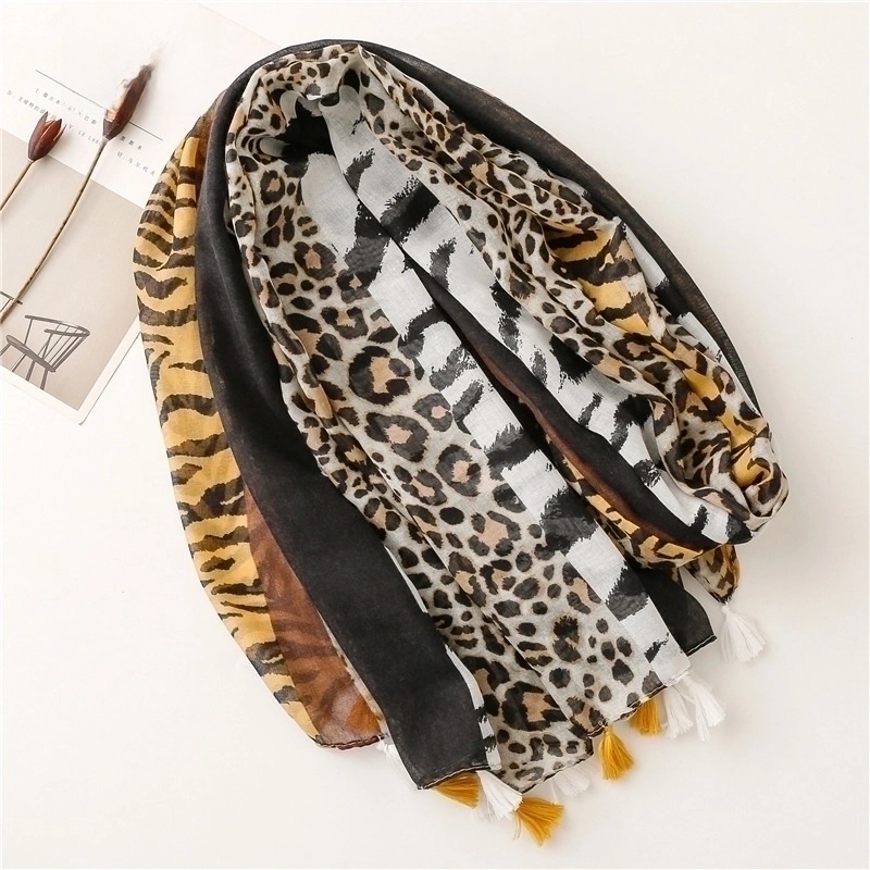 Women’s Streetwear Leopard Voile Winter Scarves